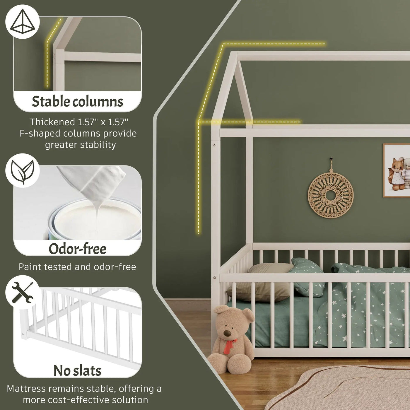 Montessori Floor Bed Frame With House Shape by HouseOfZazla