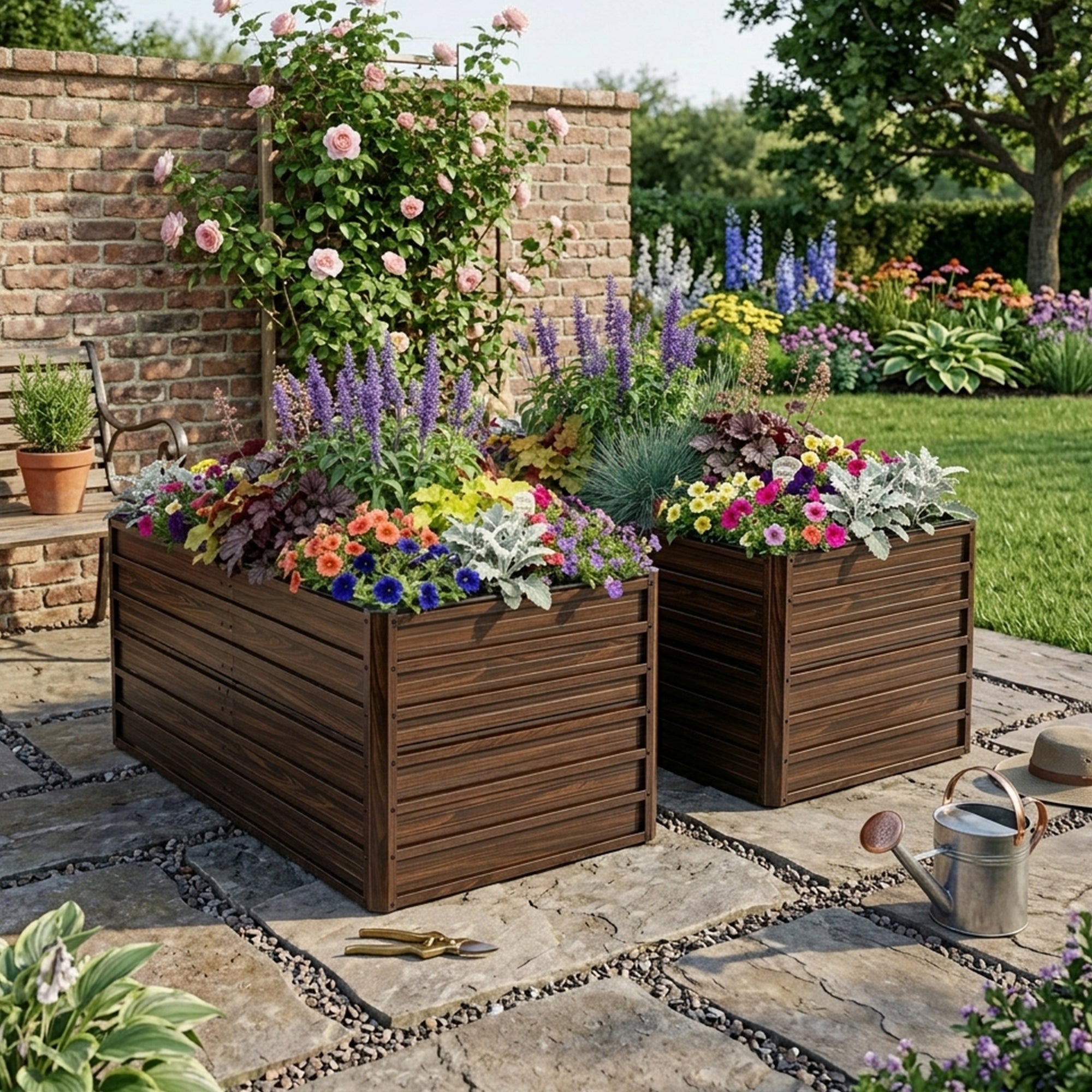 2-Pack 74.6"x35.4"x25" Raised Garden Bed Kit, Metal Elevated Planter Box by HouseOfZazla