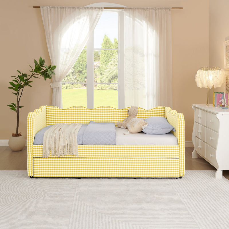 Cozy Gingham Daybed with Trundle Twin Size Sofa Bed by HouseOfZazla