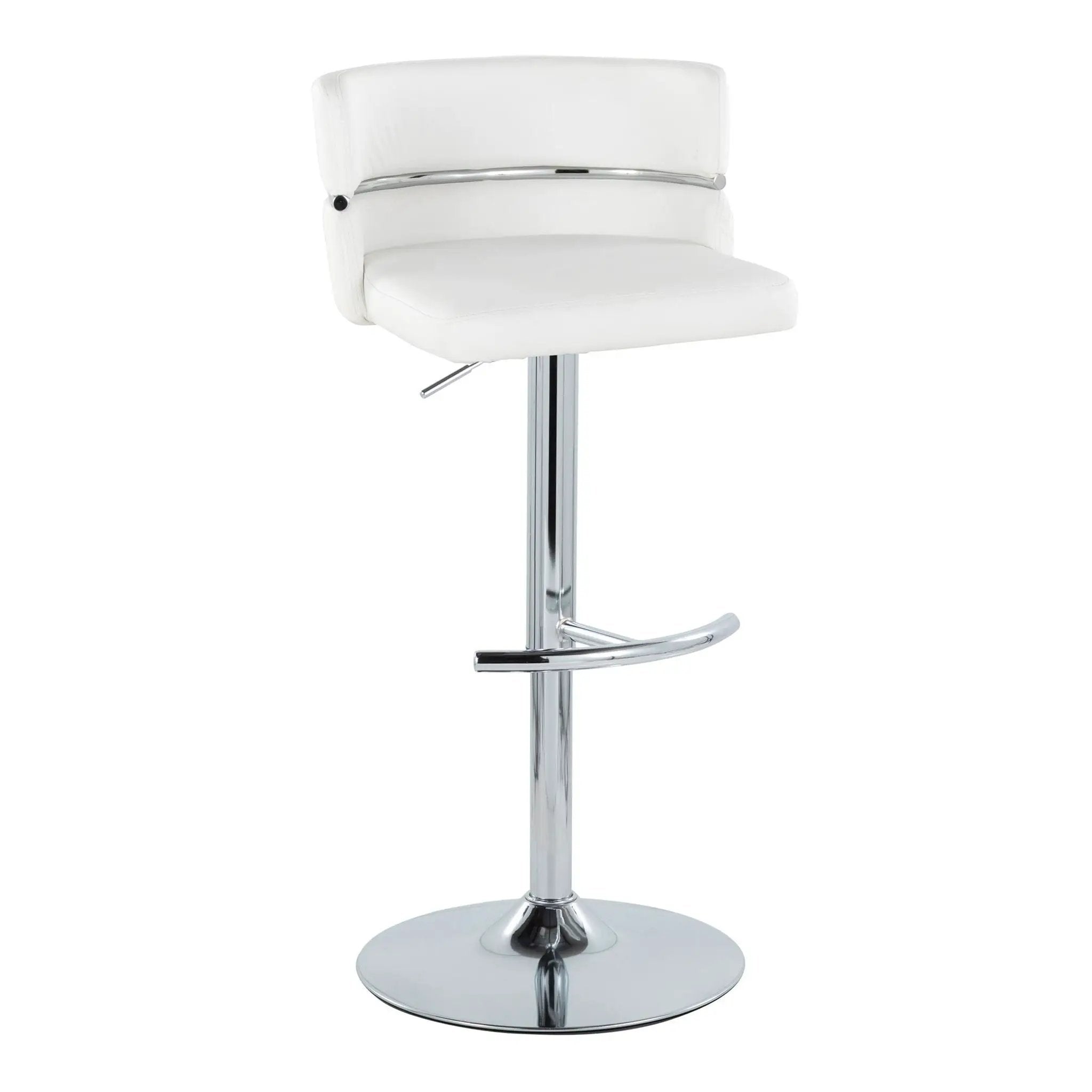 Cinch - Contemporary Adjustable Barstool With Swivel With Rounded T Footrest (Set of 2) - Chrome / White by Unique Piece Furniture