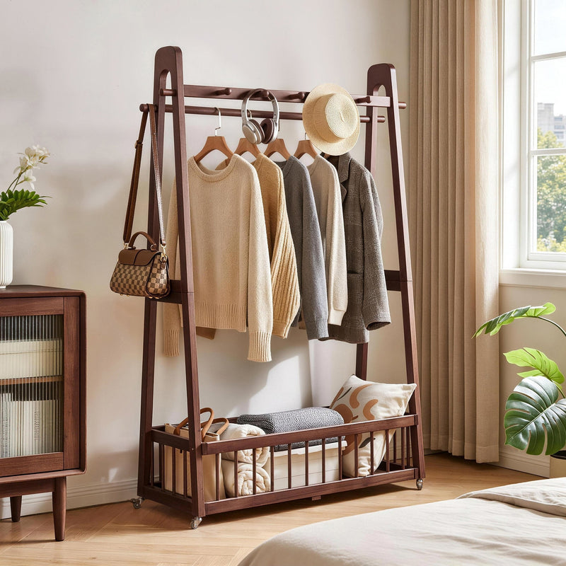 Solid Wood Freestanding Clothing Garment Rack, photo 3 of 10