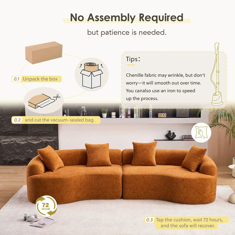 4 Seater Sofa With Fabric, 30D, 60 Hardness Full Sponge, 4 Pillow For Living Room, Home Furniture Sleeper Sectional Sofa For Apartment by Unique Piece Furniture