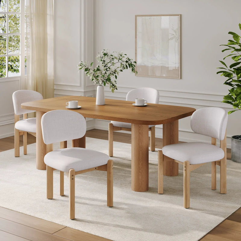 Beige Upholstered Scandinavian Dining Chair by HouseOfZazla