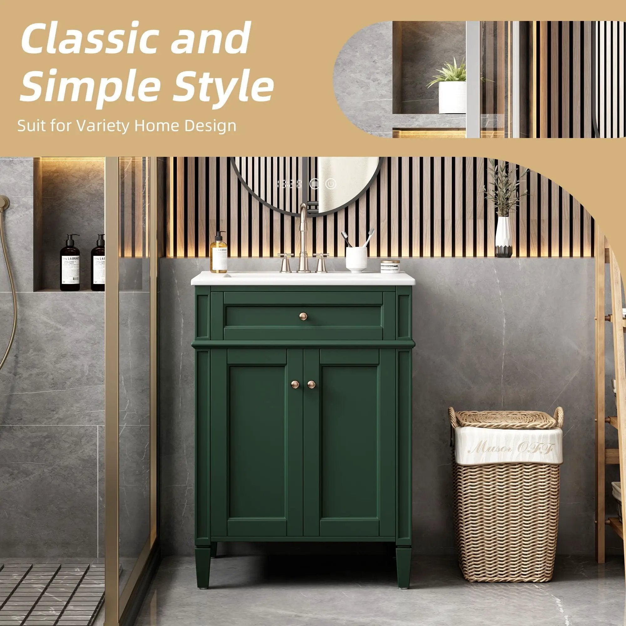 Bathroom Vanity With 2 Doors And Tip Out Drawer, Soft Closing Hinges by Unique Piece Furniture
