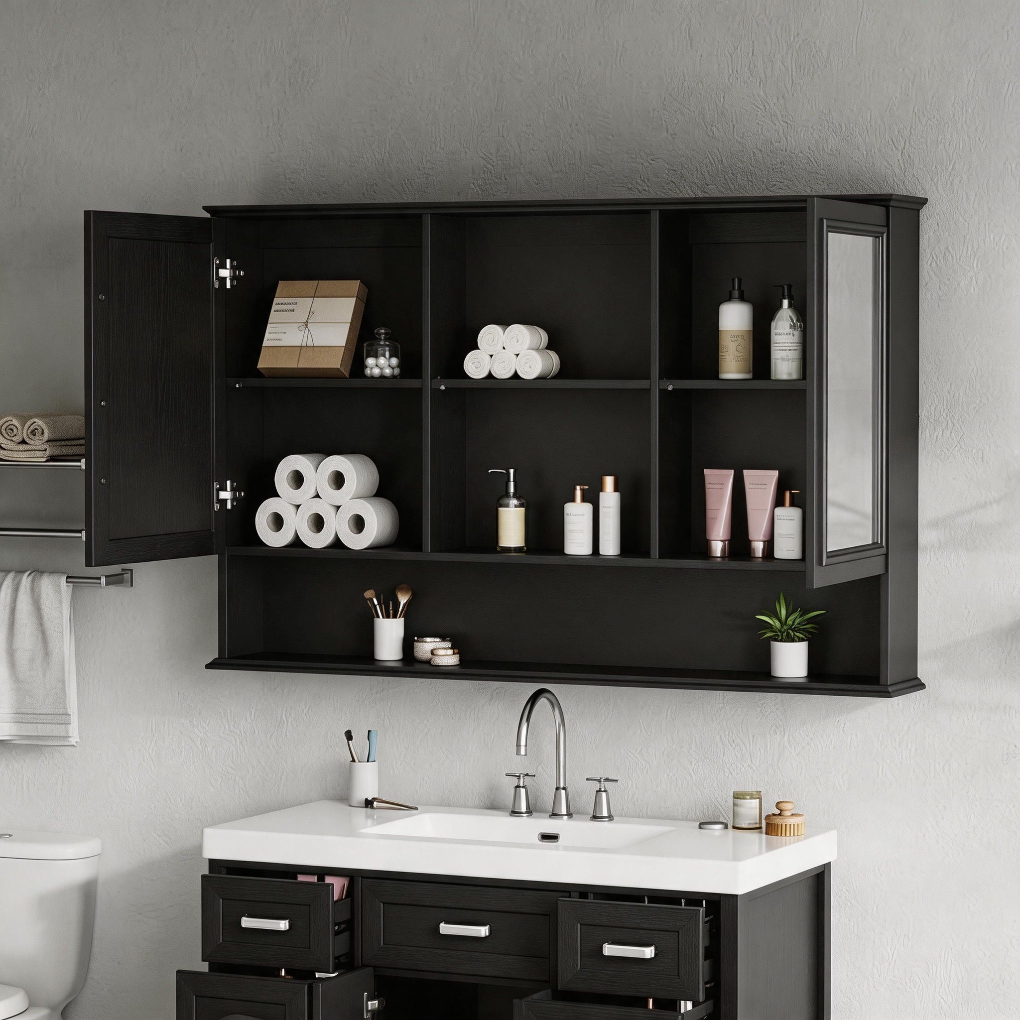 Wall Mounted Bathroom Medicine Cabinet With Double Mirrored Doors by HouseOfZazla