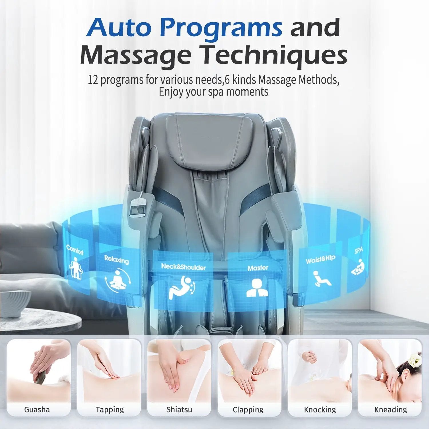 Bosscare - 2023 Brand New Update Gr8686 Massage Chairs With Ai Voice, App Control Sl Track Zero Gravity Full Body Massage Recliner - Gray by HouseOfZazla