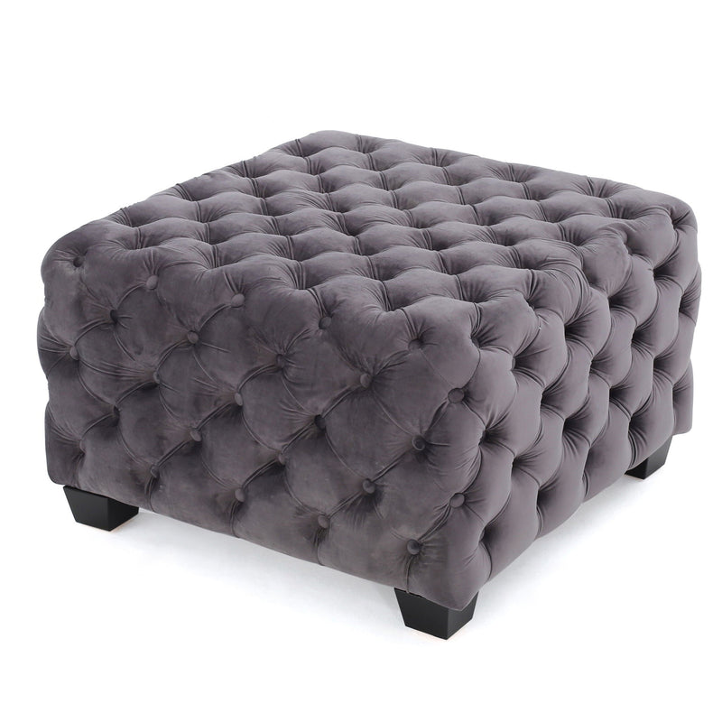 Modern Glam Ottoman with Upholstery and Button Tufted Design by HouseOfZazla
