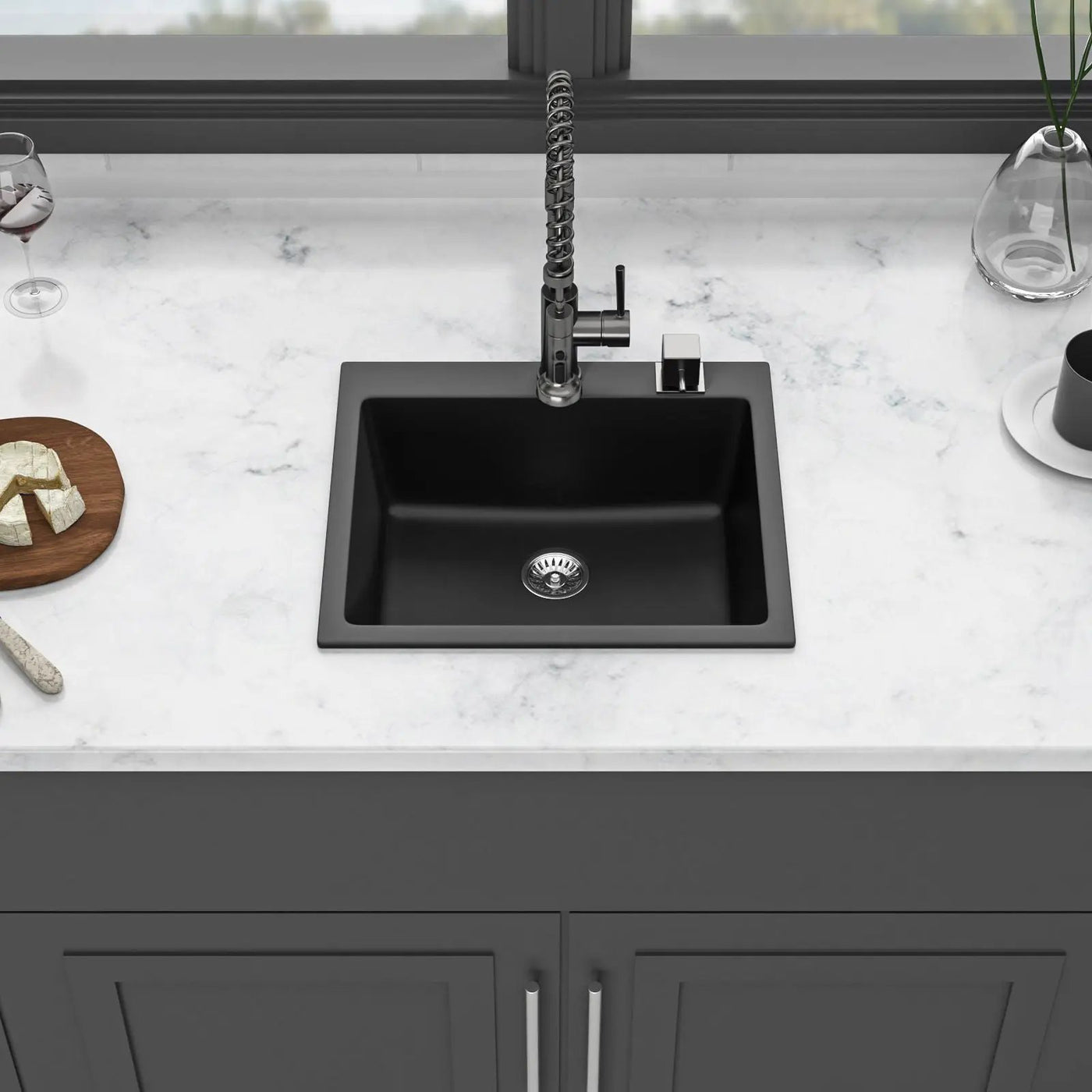 Quartz Kitchen Sink, Granite Composite, Drop In Sink With Durable Design by HouseOfZazla