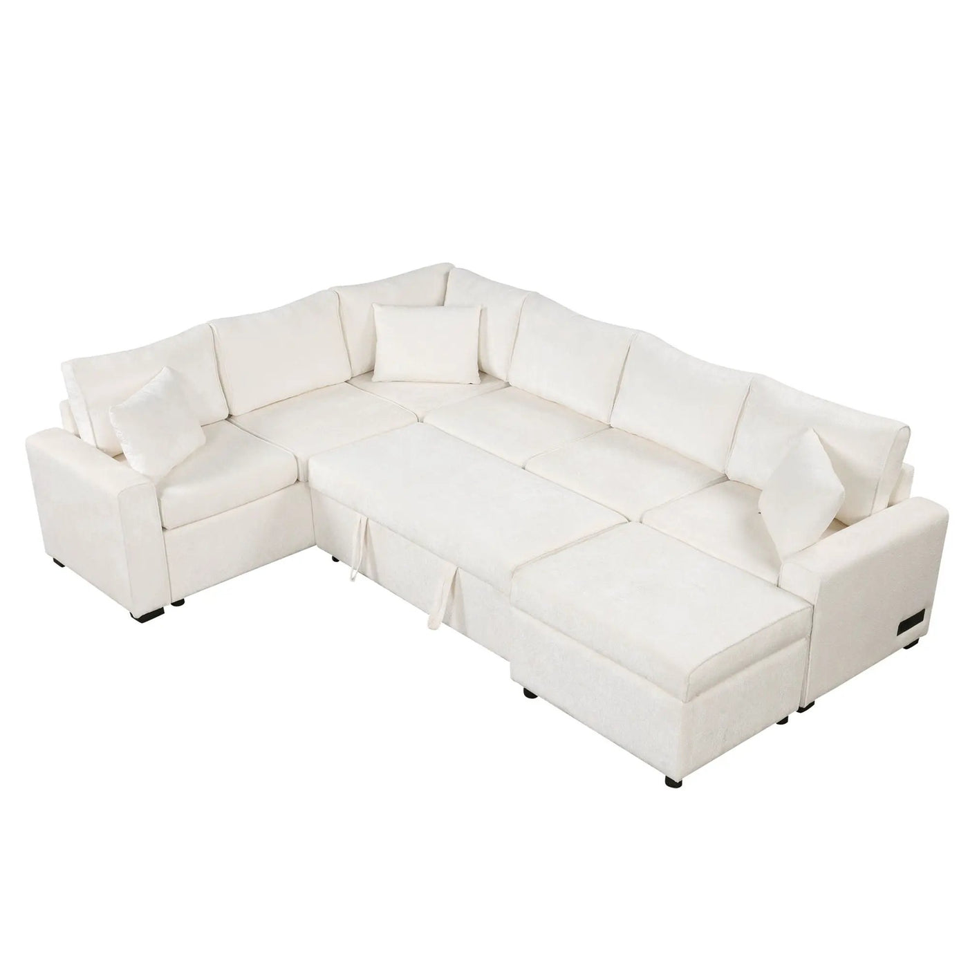 Sectional Sofa Pull-Out Sofa Bed Sleeper With A Storage Ottoman, Three Pillows And Charging Devices For Living Room by HouseOfZazla