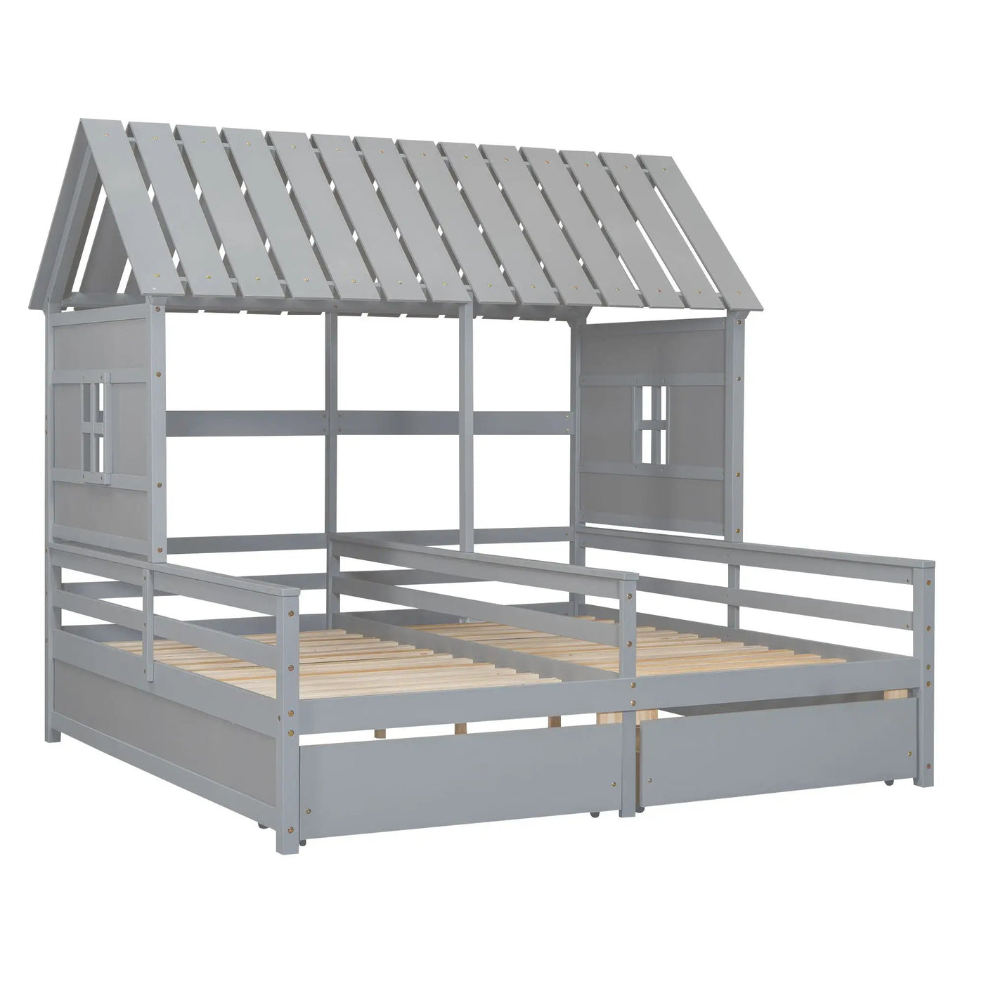 House Platform Beds With 2 Drawers, Side By Side Design by HouseOfZazla
