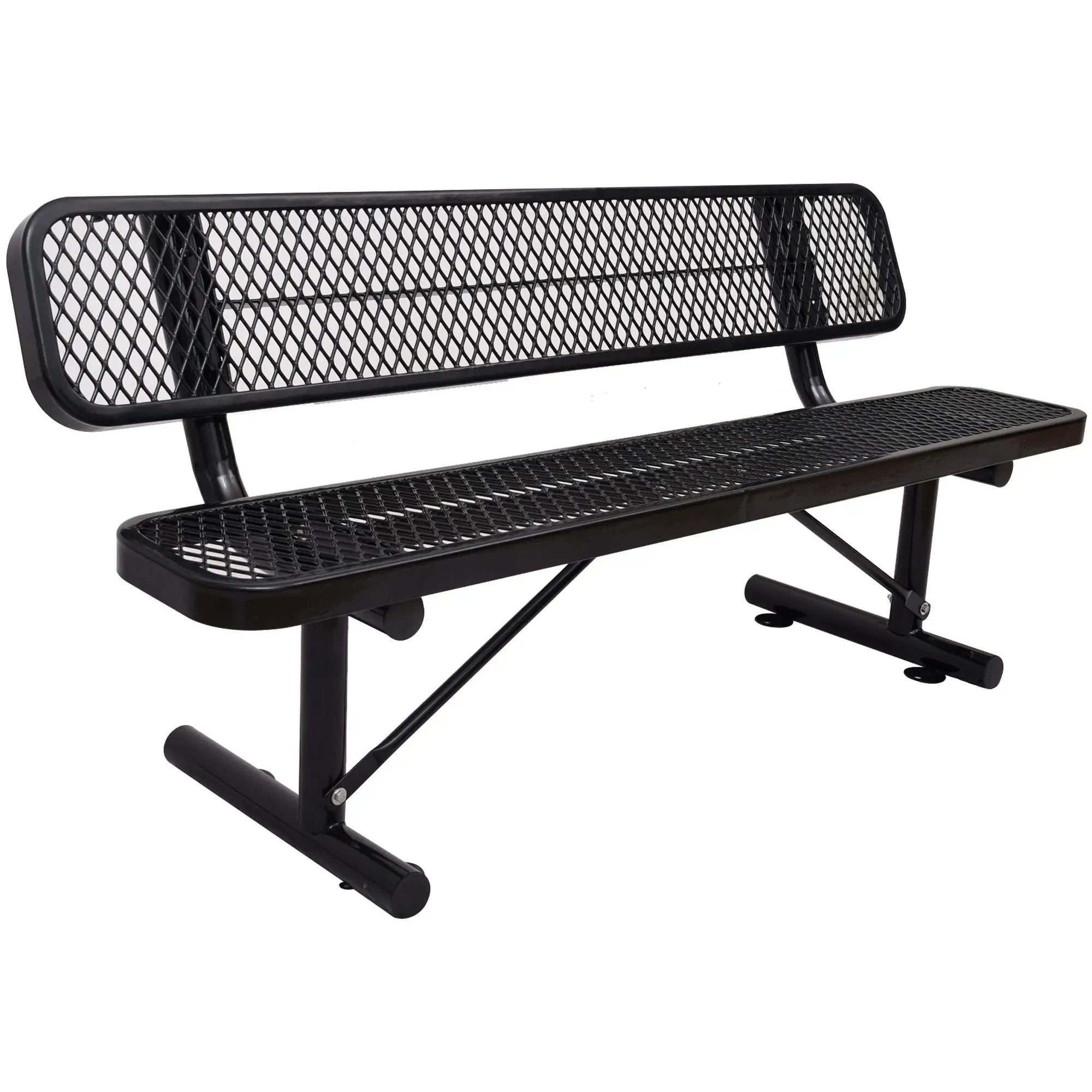 6' Outdoor Steel Bench With Backrest by HouseOfZazla