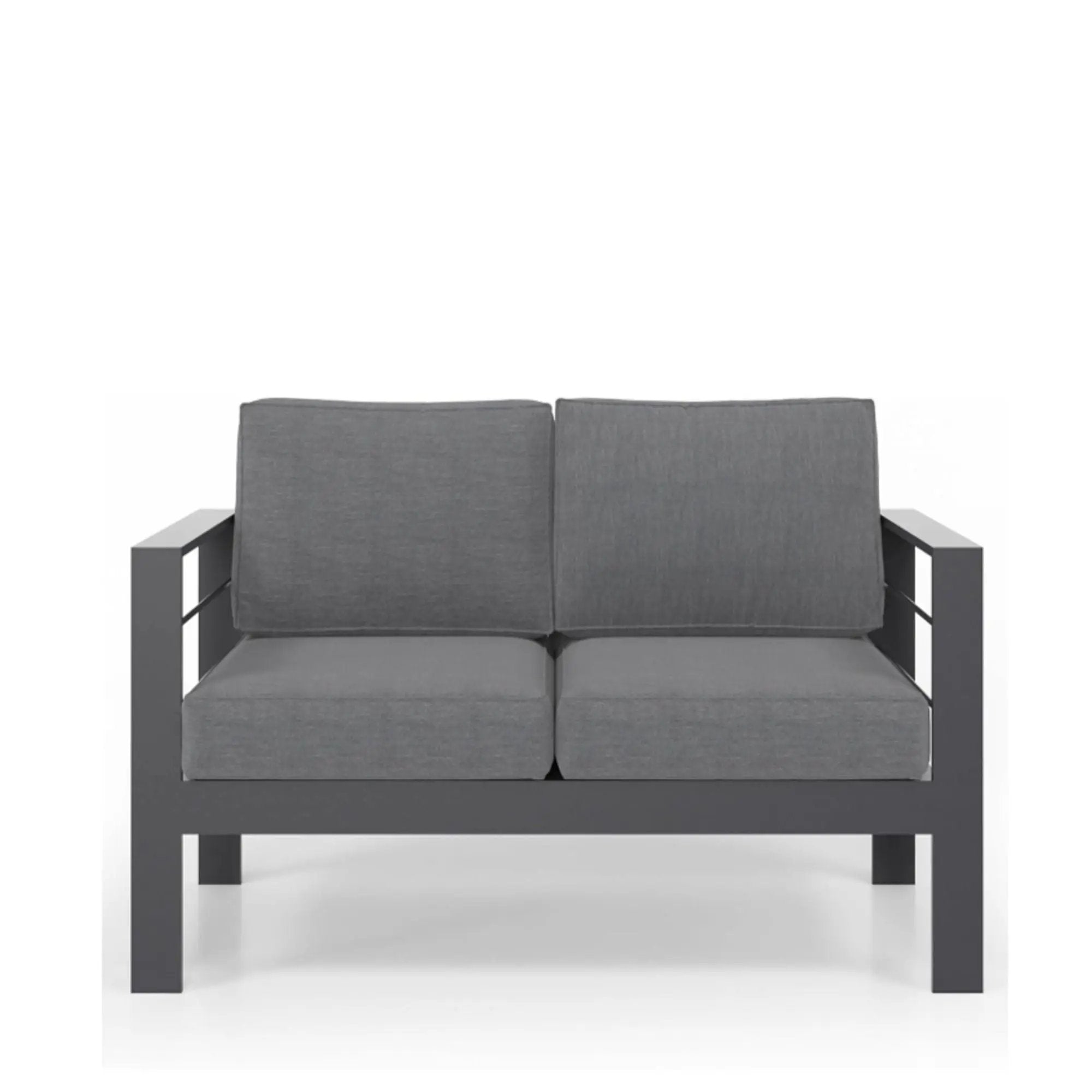 All Weather Patio Loveseat With Thick Cushions - Gray / Gray by HouseOfZazla