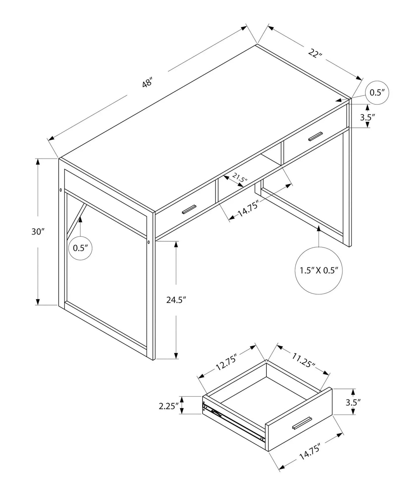 Computer Desk For Home Office Laptop with Storage Drawers by HouseOfZazla