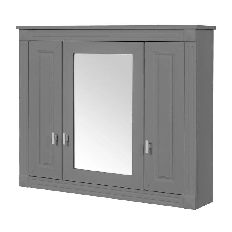 Wall Mounted Bathroom Cabinet With Mirror And 4 Shelves, Rectangular Design - Gray by HouseOfZazla