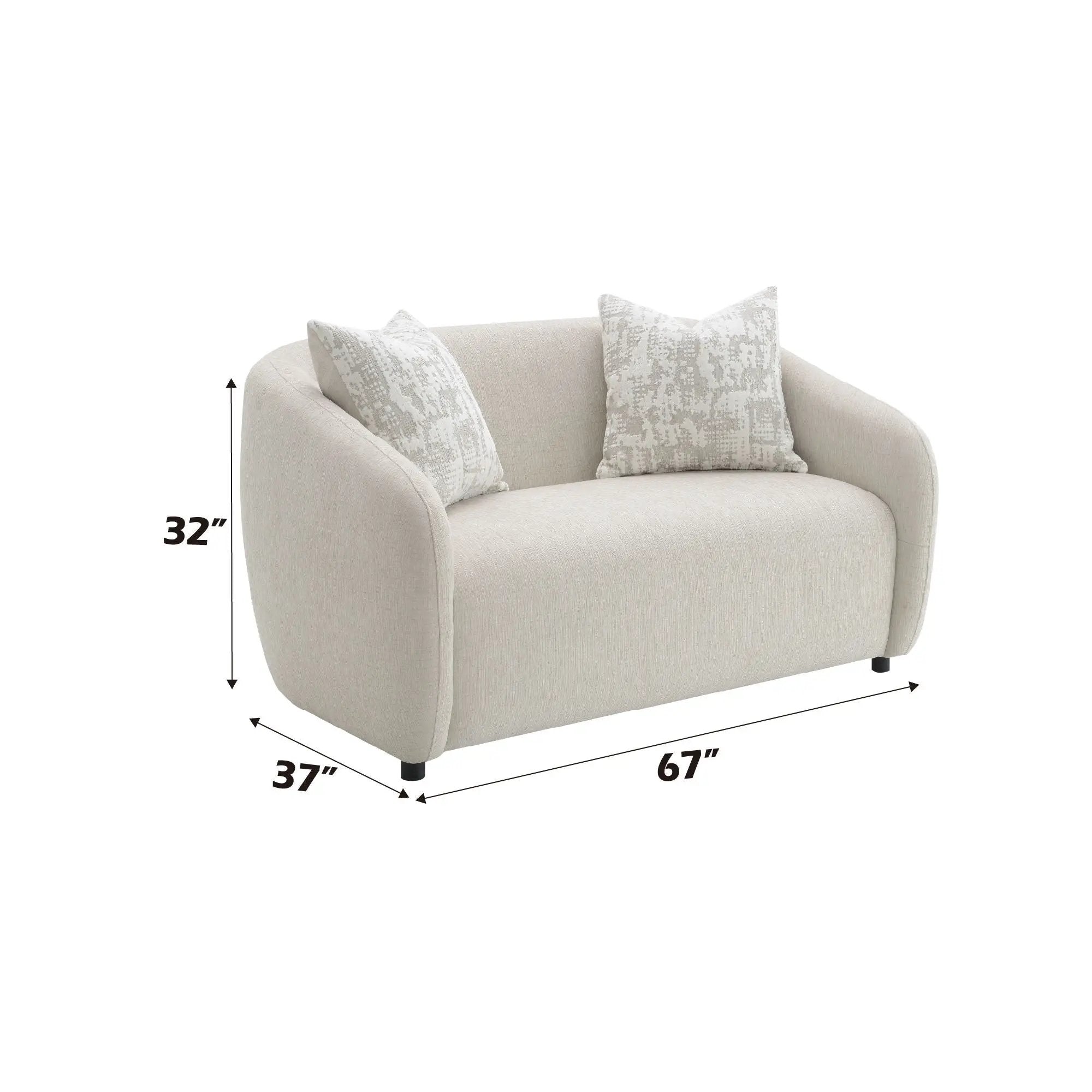 Etienne - Loveseat With 3 Pillows - Beige by HouseOfZazla