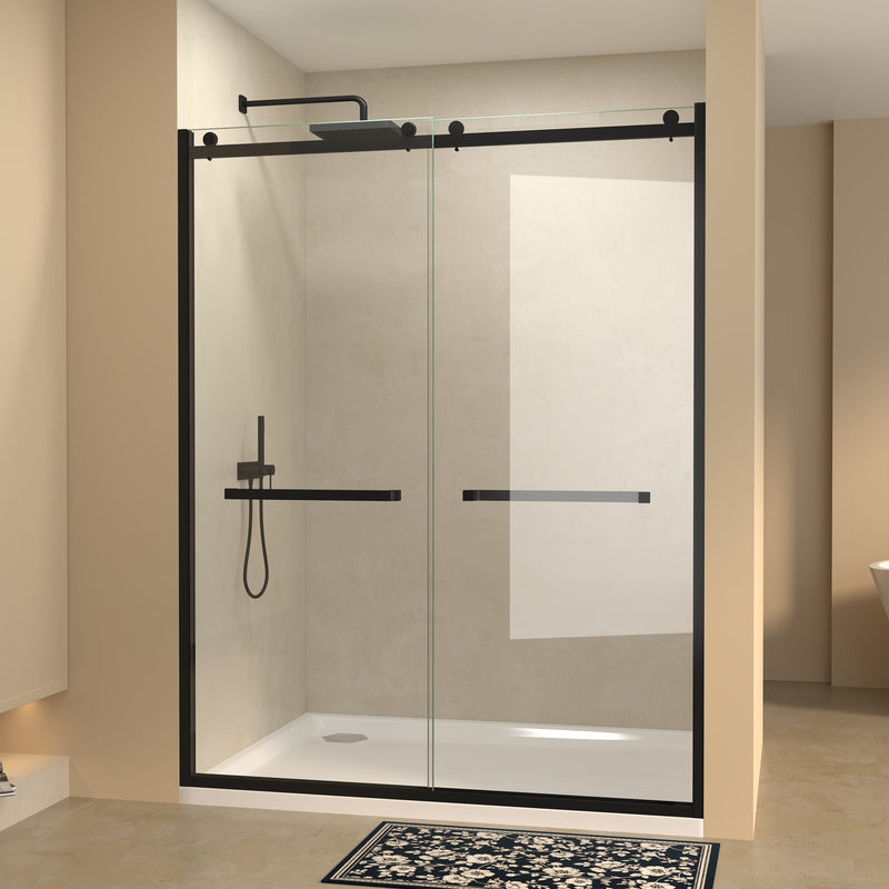 Semi-Frameless Double Sliding Glass Shower Doors by HouseOfZazla