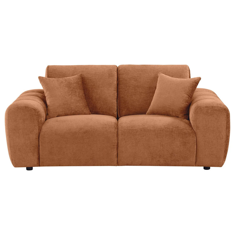 Burnett Chenille Upholstered Wide Arm Loveseat Burnt Orange by Unique Piece Furniture