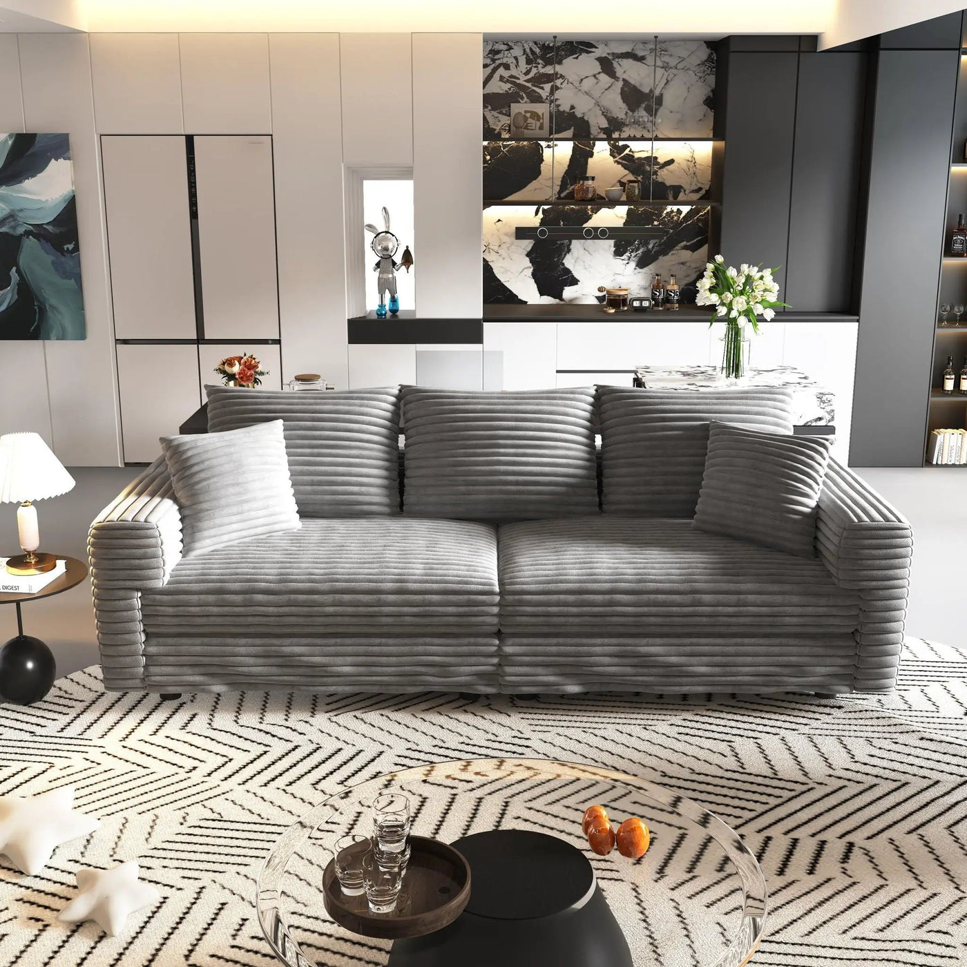 4 Seat Modern Comfy Upholstered Sofa Cloud Couch by HouseOfZazla