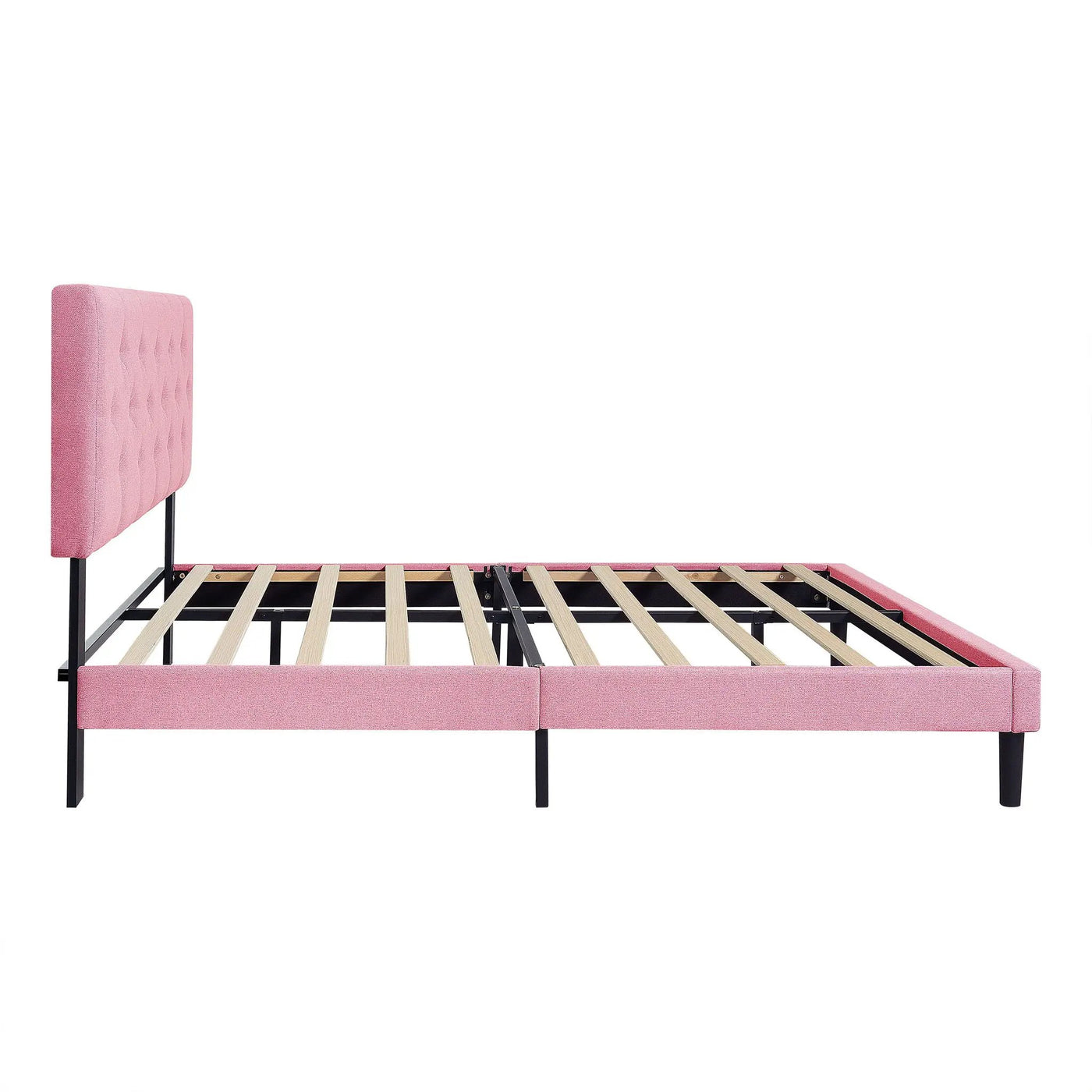 Modern Upholstered Platform Bed Frame With Button Tufted Fabric Headboard by Unique Piece Furniture