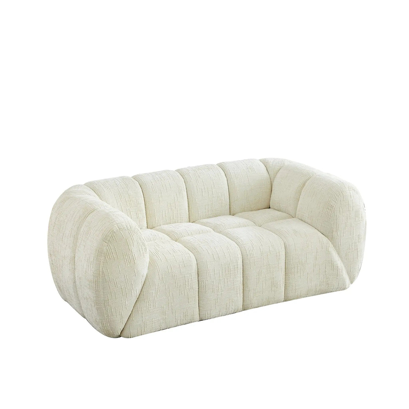 Quilted Cloud Sofa With Rounded Armrests And Piano Key Backrest Design by HouseOfZazla