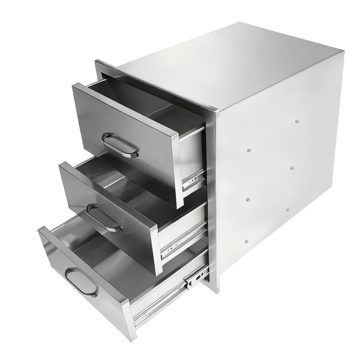 Outdoor Kitchen Drawers Stainless Steel, Flush Mount Triple Drawer,  18Wx23Hx23D with Stainless Steel Handle, BBQ Drawers for Outdoor Kitchens or BBQ Island