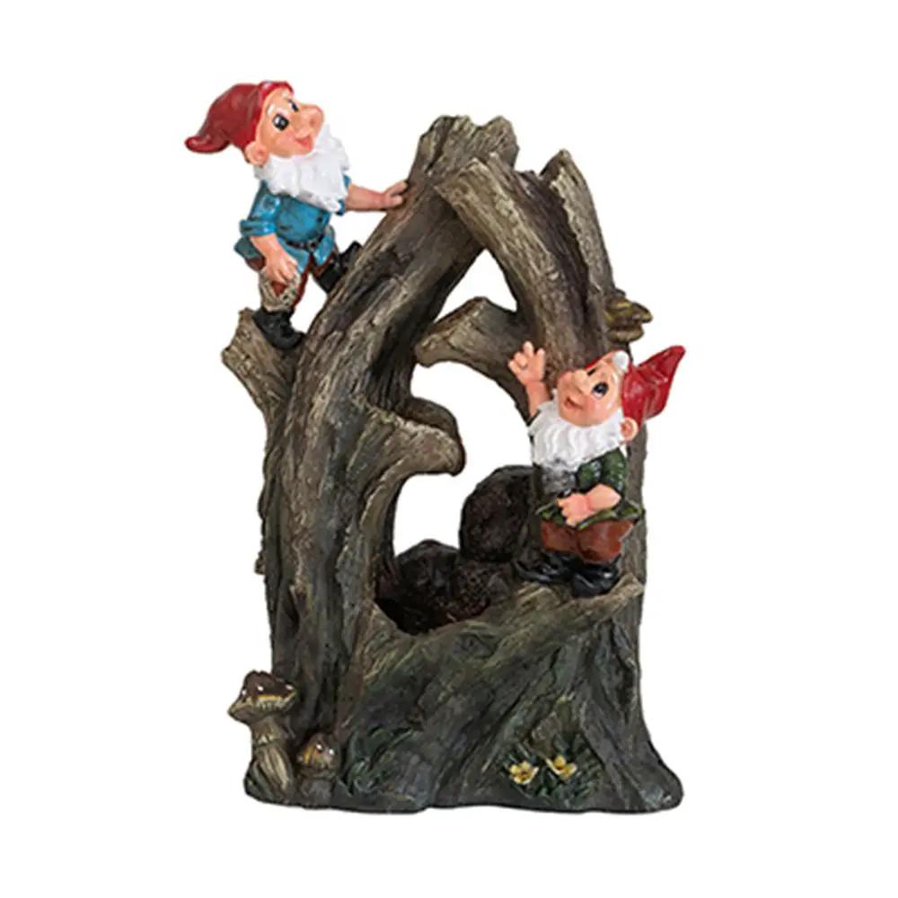 Decorative Woodland Gnome Water Fountain With LED Light - Brown by Unique Piece Furniture