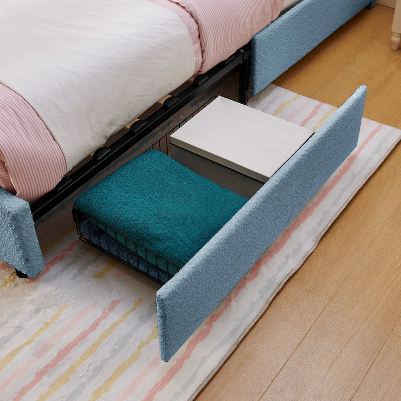 Twin Size Kids Upholstered Bed with Oversized Rabbit Ear Headboard by HouseOfZazla