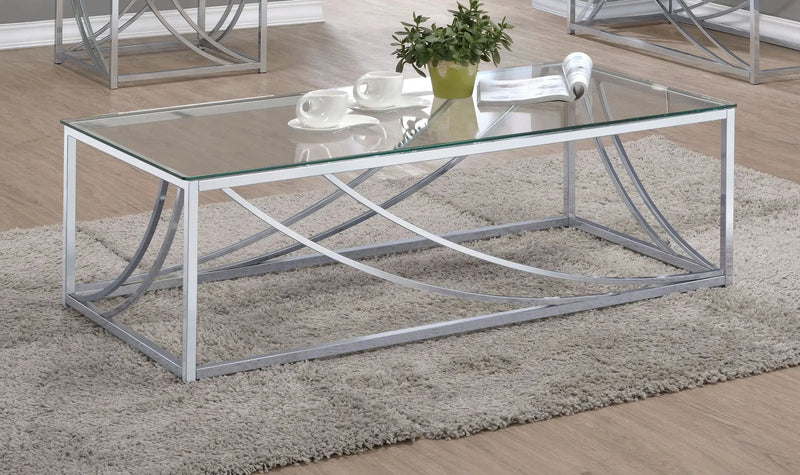 Lille Rectangular Glass Top Coffee Table Chrome by Unique Piece Furniture
