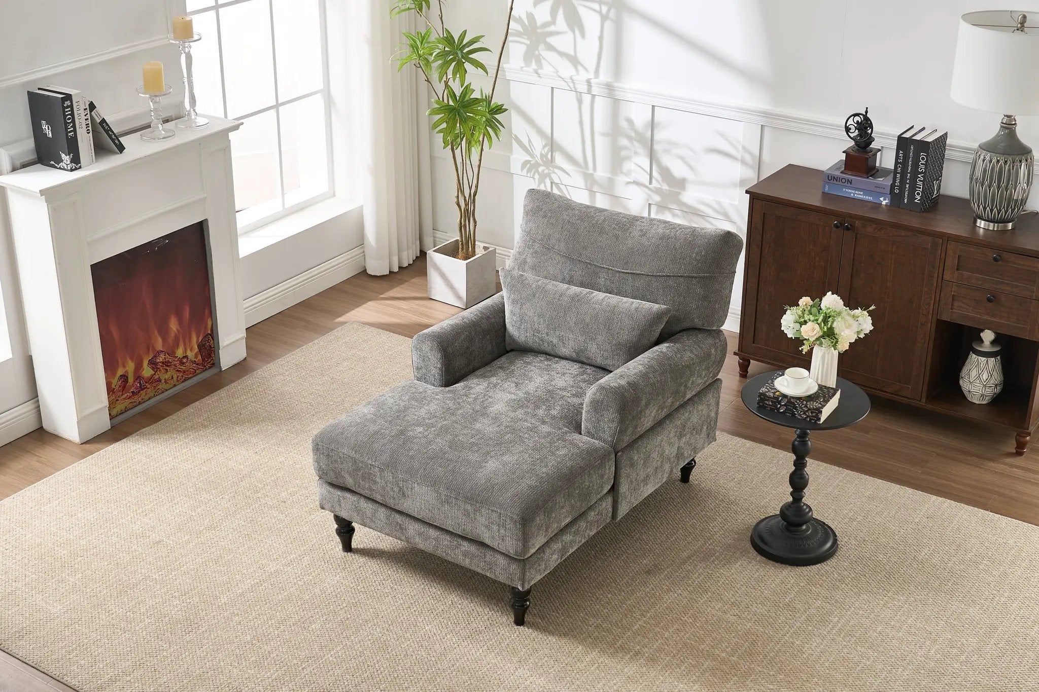 Modern Grey Upholstered Chaise Lounge Sofa Recliner by HouseOfZazla