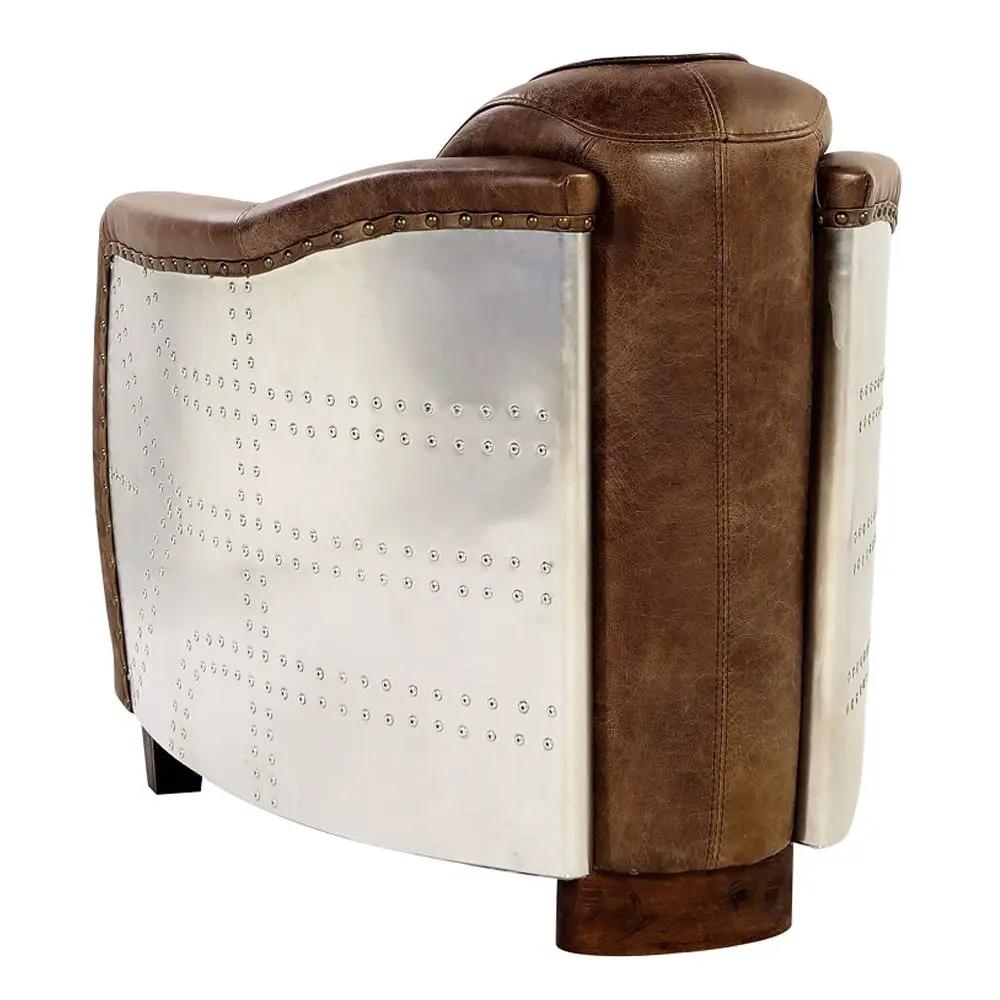 Brancaster - Chair - Retro Brown Top Grain Leather & Aluminum by Unique Piece Furniture