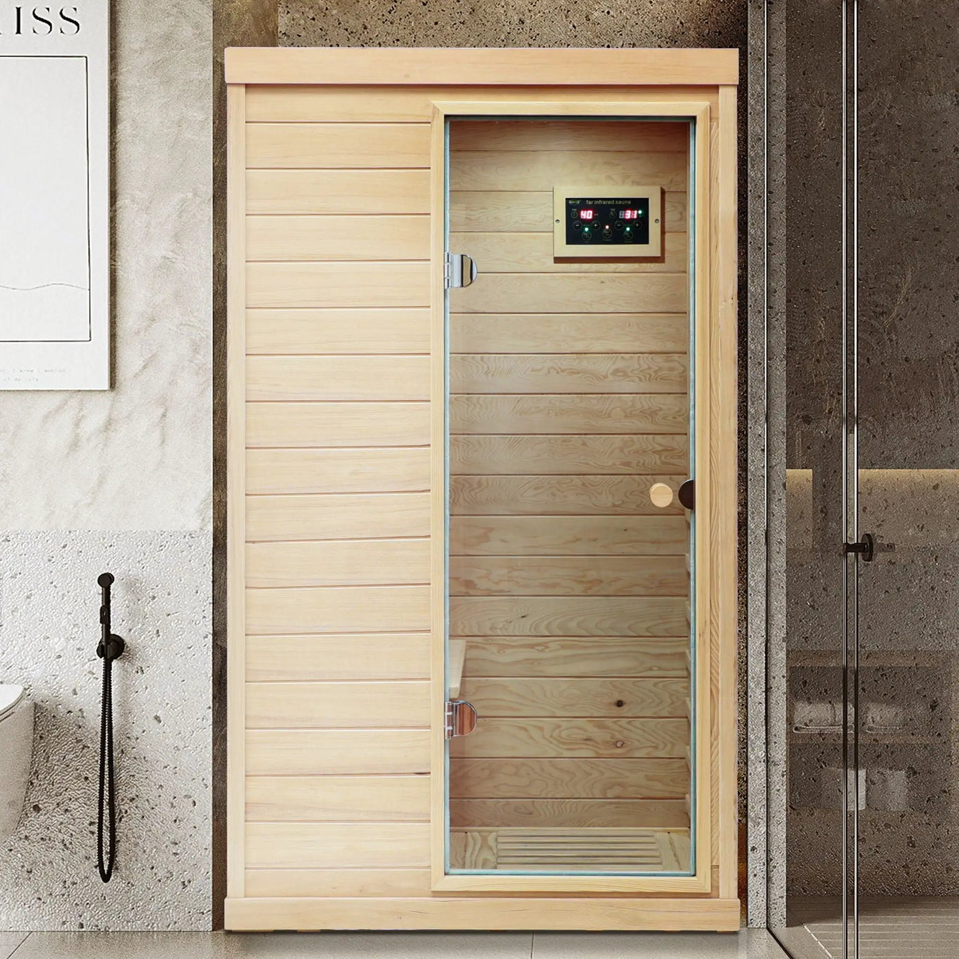 Hemlock Mini 1 Person Far Infrared Door Indoor Sauna Room by HouseOfZazla