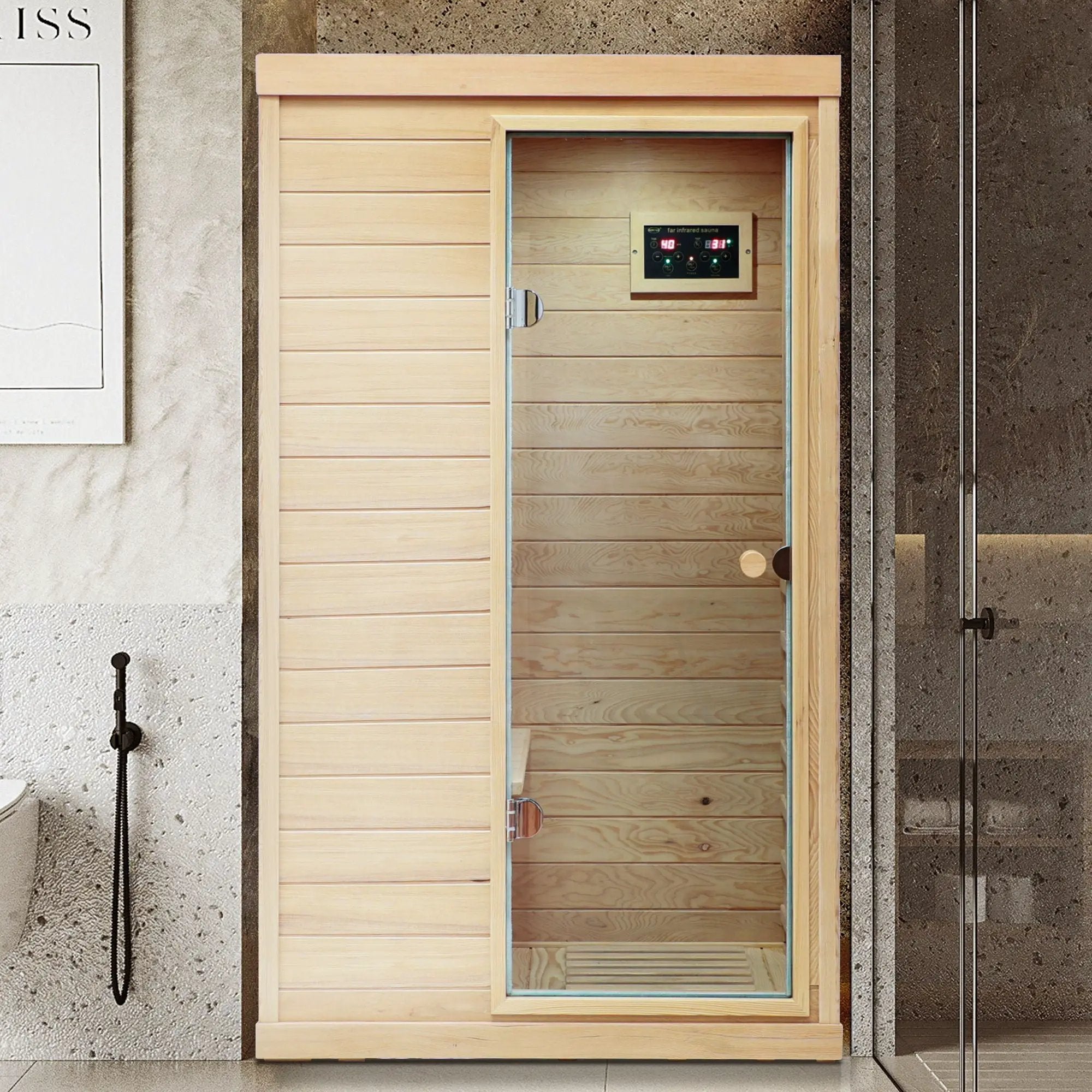 Hemlock Mini 1 Person Far Infrared Door Indoor Sauna Room by HouseOfZazla