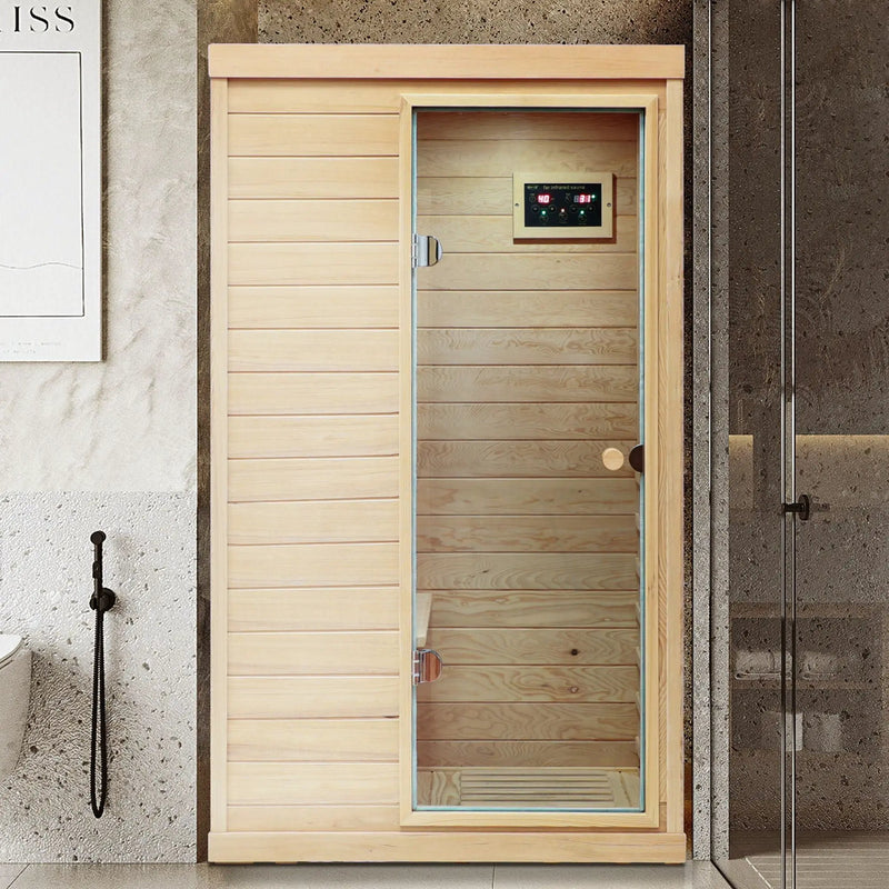 Hemlock Mini 1 Person Far Infrared Door Indoor Sauna Room by HouseOfZazla