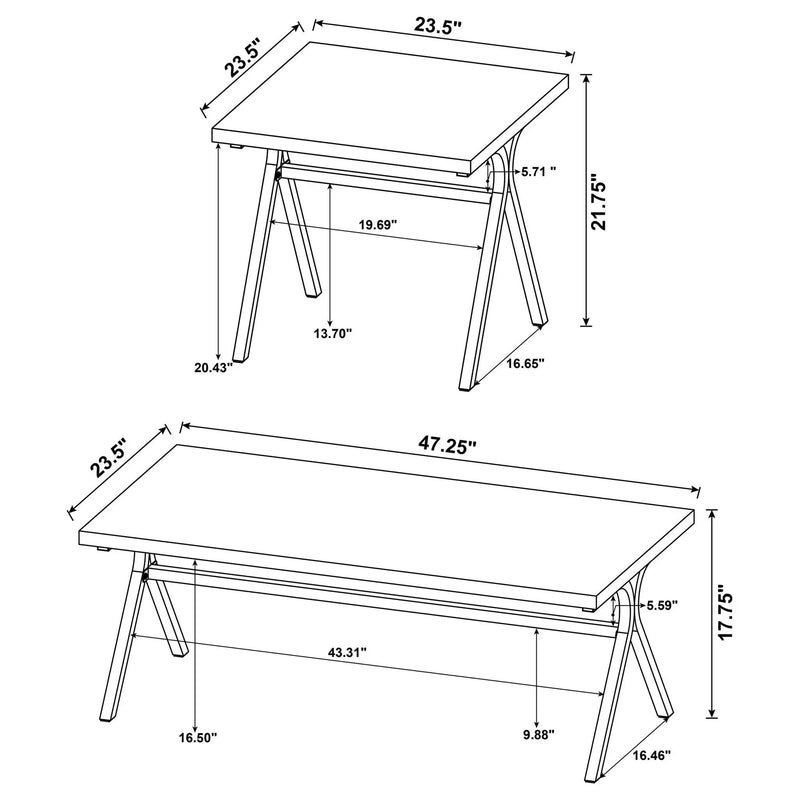 Colmar 3-piece Engineered Wood Coffee Table Set Golden Oak by Unique Piece Furniture