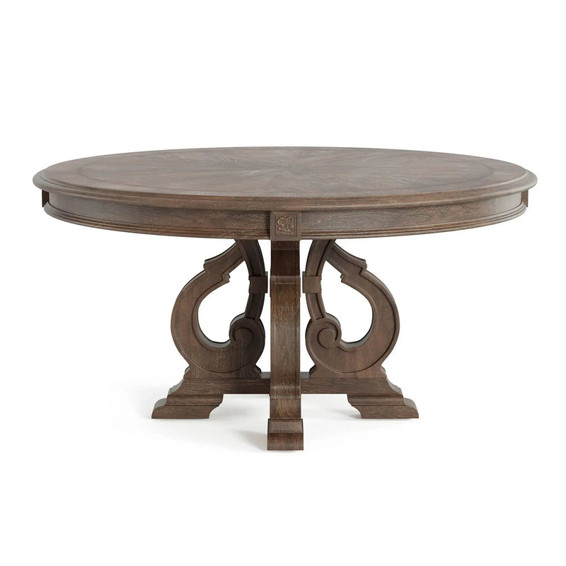 Round Dining Table With Pedestal Base - Natural / Rustic by Unique Piece Furniture