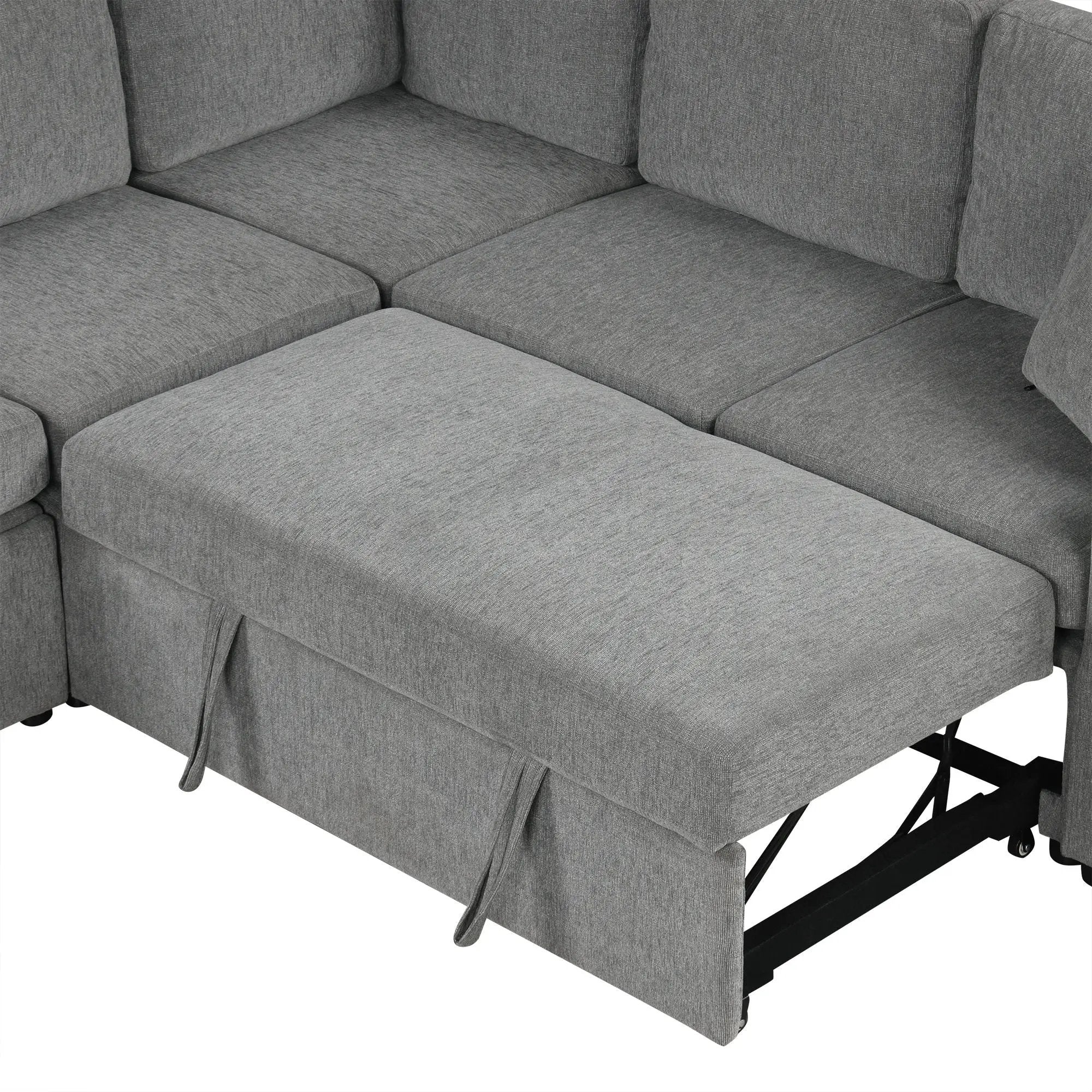 Convertible U-Shaped Sectional Sofa With Pull-Out Bed by Unique Piece Furniture