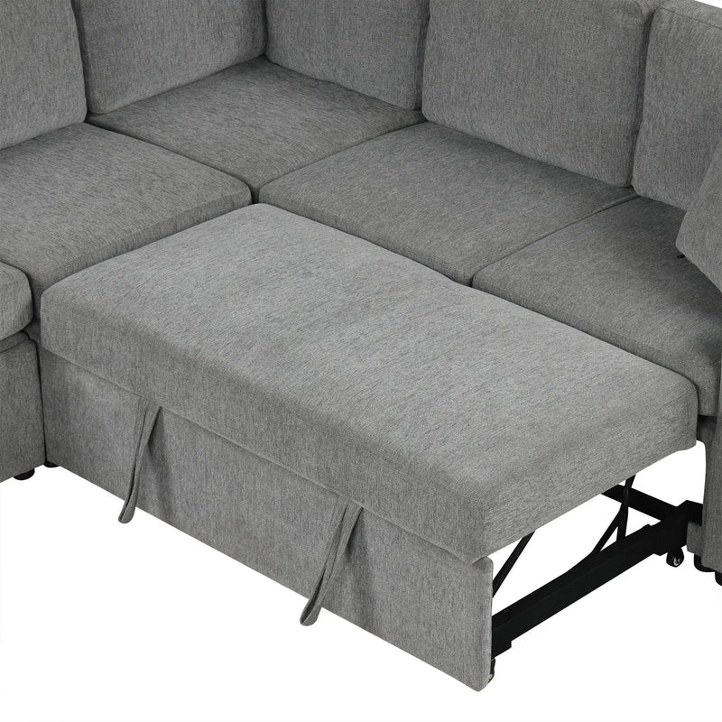 Convertible U-Shaped Sectional Sofa With Pull-Out Bed by HouseOfZazla
