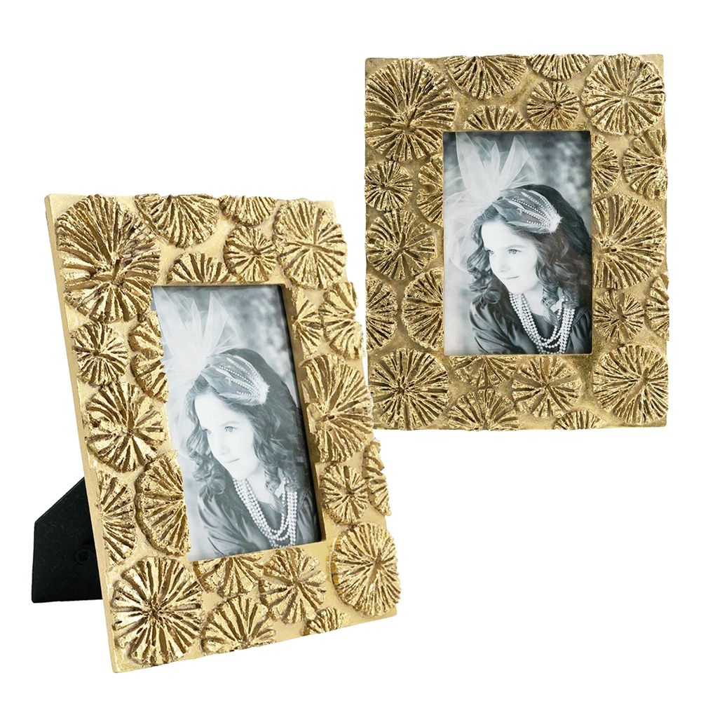 Gold Photo Frame Set of 2 with Vintage Design - 7.3" x 9.3"
