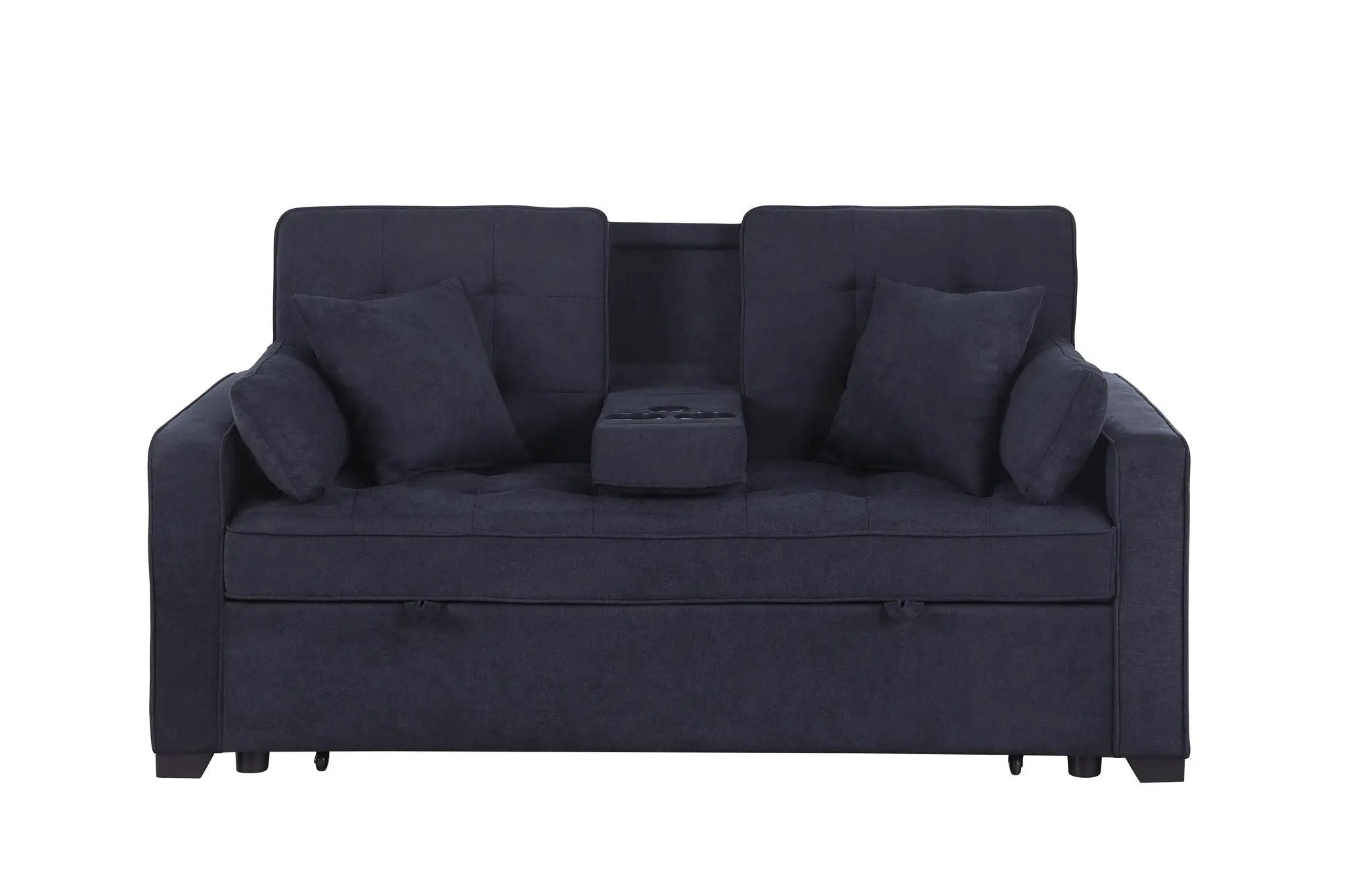 Cody II - 69.5"W Woven Fabric Convertible Sleeper Loveseat with Cup Holder by HouseOfZazla