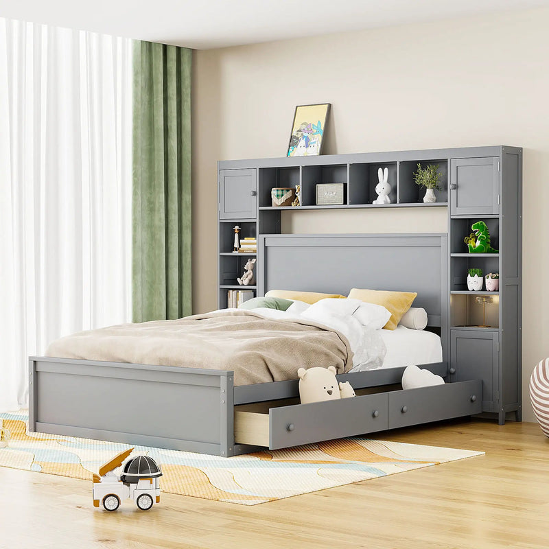 Bed With All In One Cabinet, Shelf And Sockets by Unique Piece Furniture