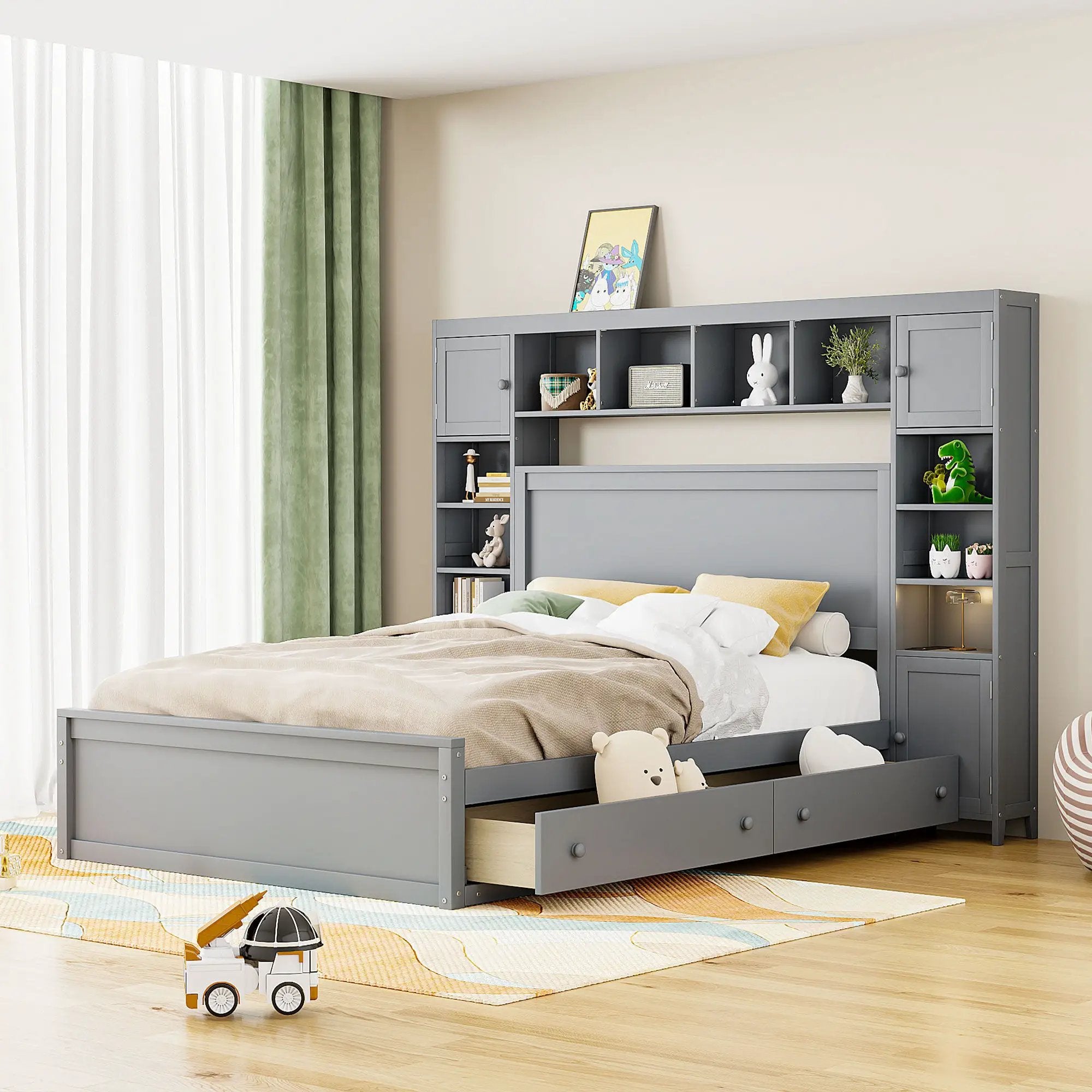 Bed With All In One Cabinet, Shelf And Sockets by HouseOfZazla