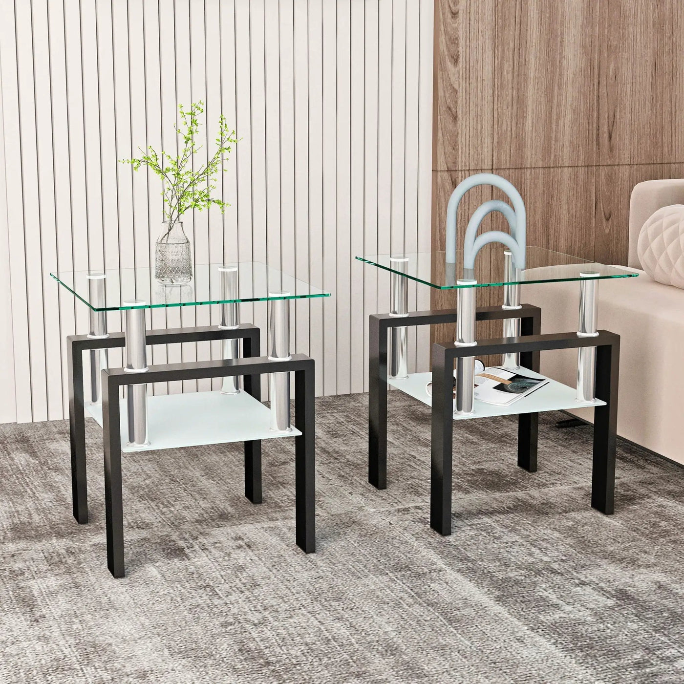 Modern Tempered Glass Tea Table, End Square Table For Living Room by HouseOfZazla