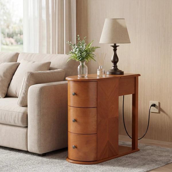 Modern End Table with Hidden Cup Holder Drawer