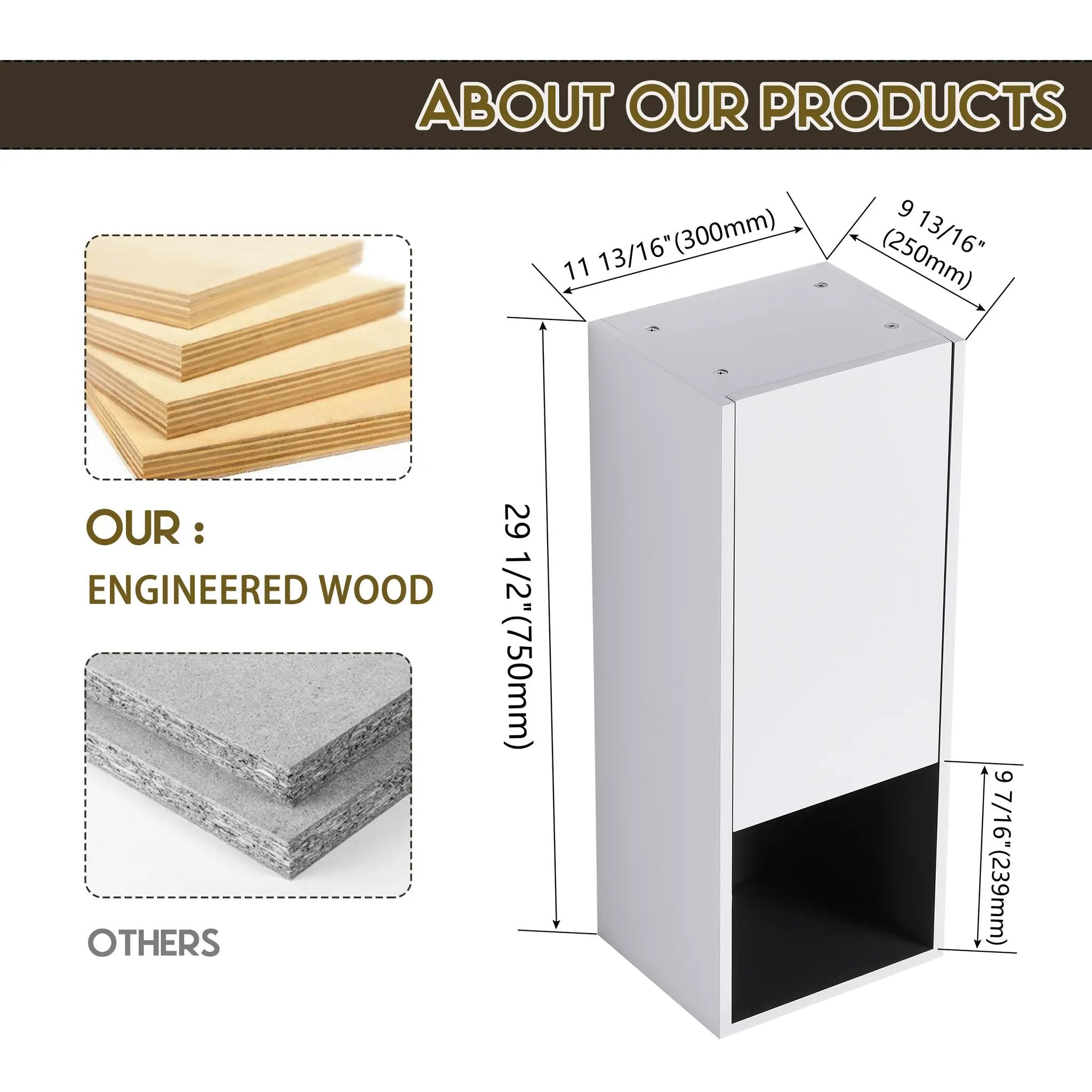 12" Bathroom Side Cabinet with Soft Close Doors by HouseOfZazla