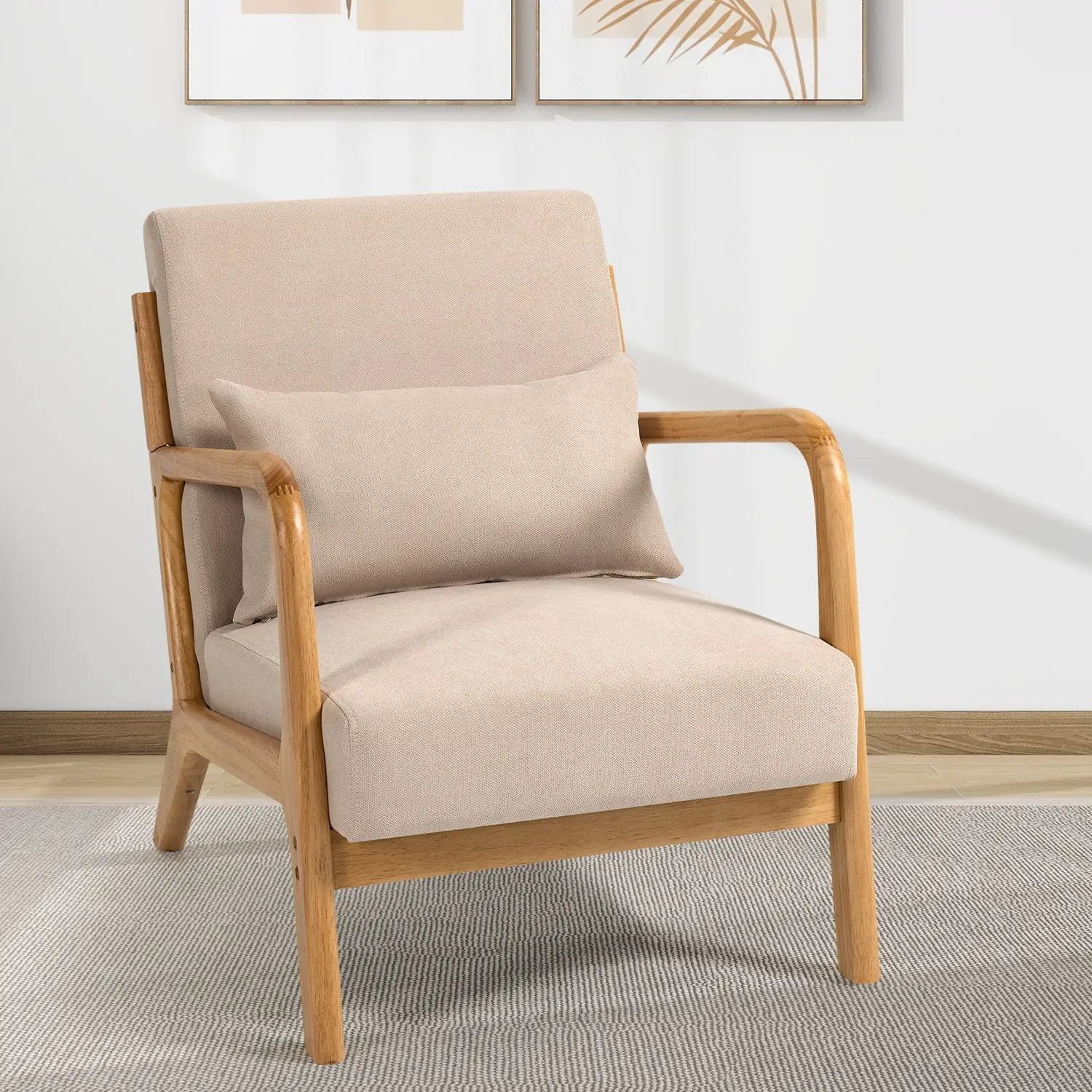 Leisure Chair With Solid Wood Armrest And Feet, Mid-Century Modern Accent Sofa, 1 Seat by Unique Piece Furniture