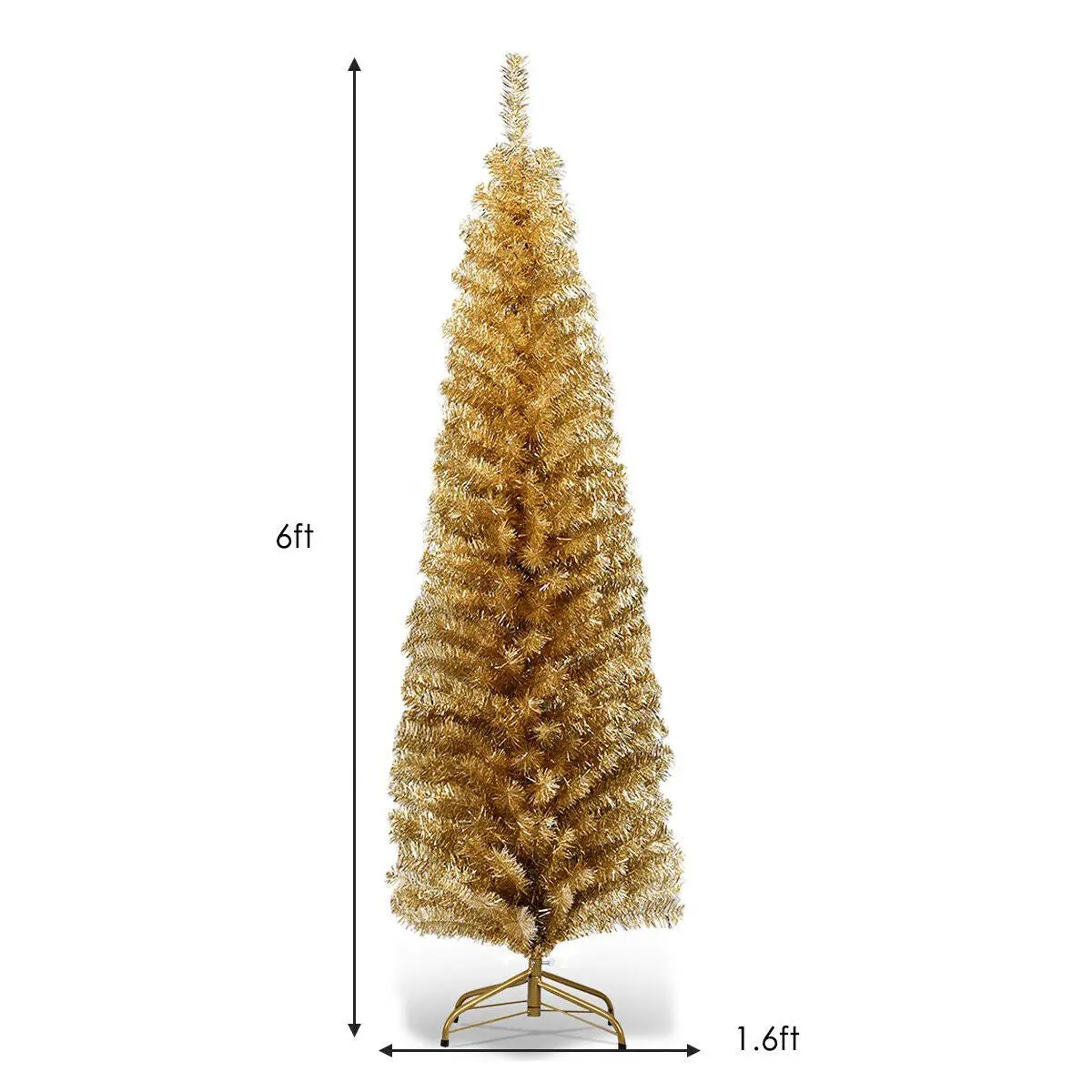 6 Feet Tinsel Tree Unlit Slim Pencil Christmas Tree by DirectDeals