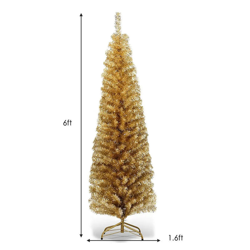 6 Feet Tinsel Tree Unlit Slim Pencil Christmas Tree by DirectDeals