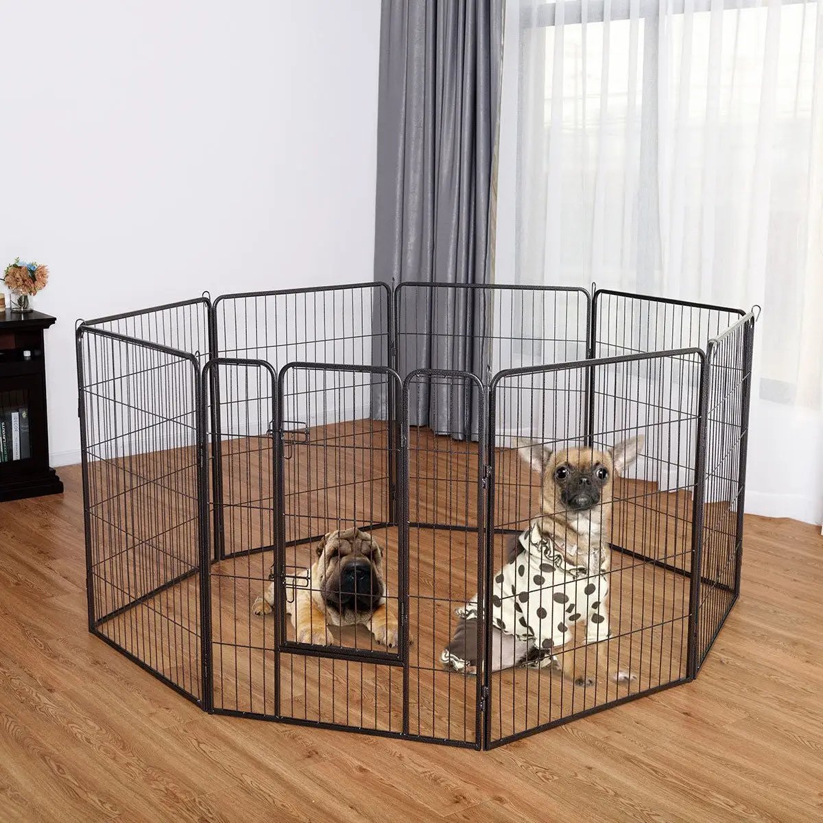 8 Metal Panel Heavy Duty Pet Playpen Dog Fence with Door by DirectDeals