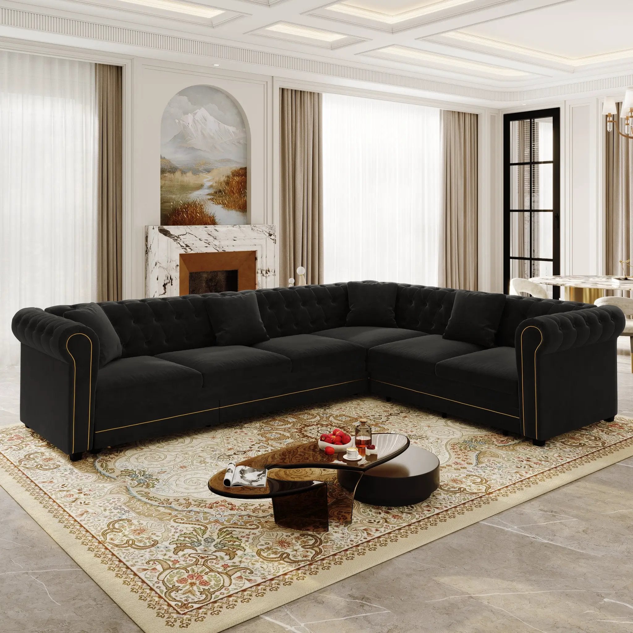 115.3" L-Shaped Sofa Couch with Pull-Out Bed by HouseOfZazla