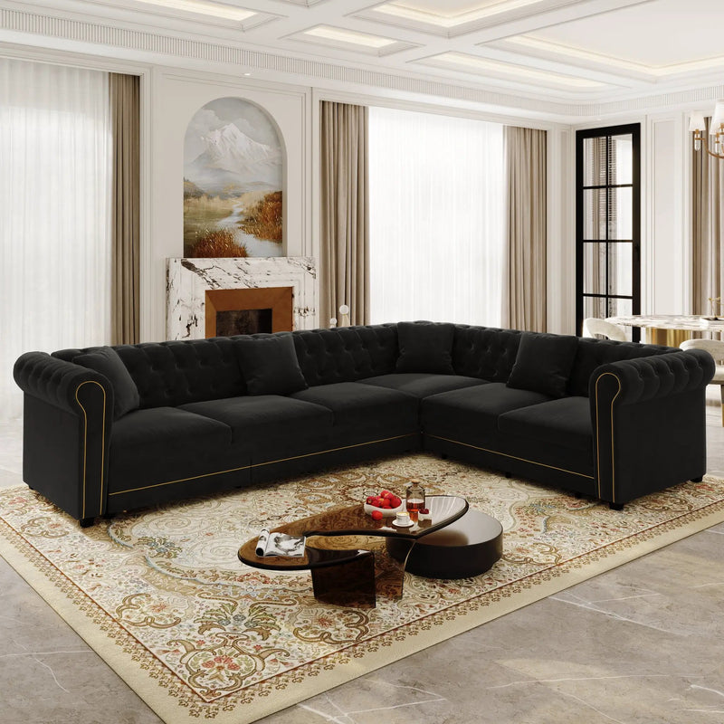 115.3" L-Shaped Sofa Couch with Pull-Out Bed by HouseOfZazla
